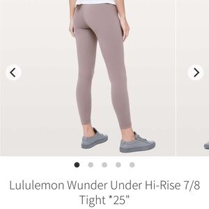 Lululemon Athletica Wunder Under Hi-Rise 7/8 Tight in Lunar Rock